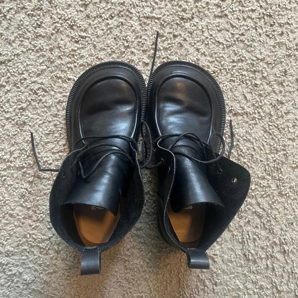 Women's Ankle Boots Oxford Shoes Wide Toe Box Lace up Genuine Leather Handmade - Picture 2 of 10